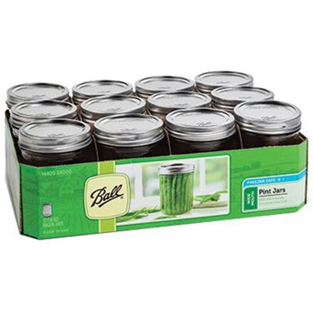 Ball, 1 Pint Wide-Mouth Canning Jars with Lids & Rings, 12 pk