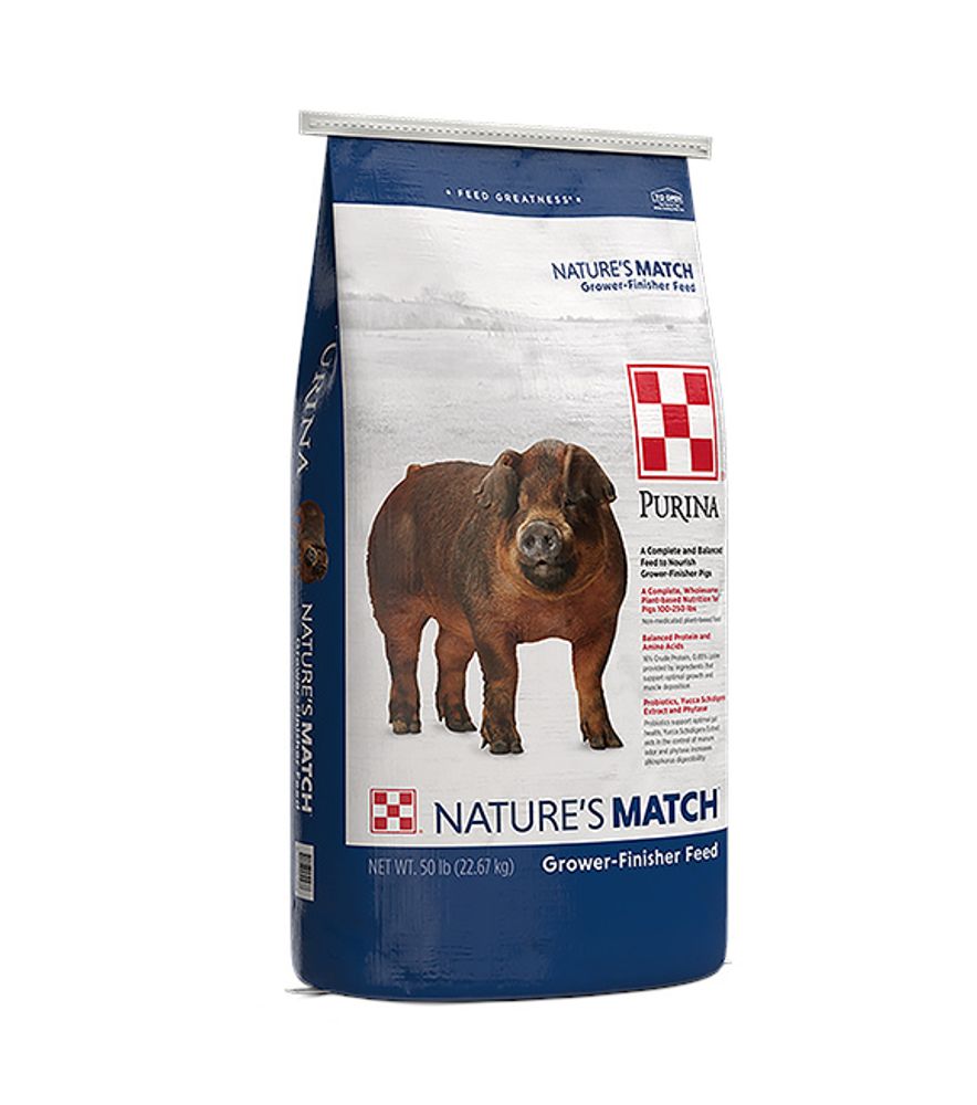 Purina, Nature's Match Pig Grower Finisher, 50 lb