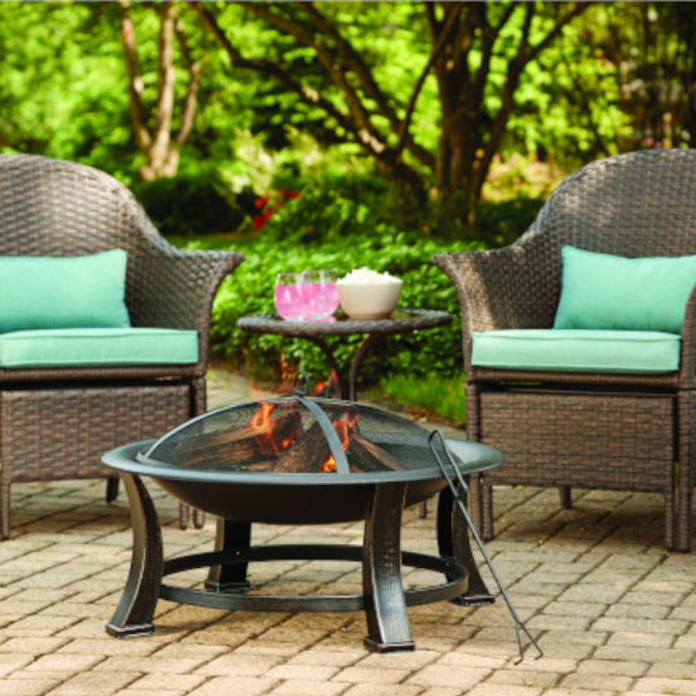 Four Seasons Courtyard 30" Black Wood Burning Fire Pit