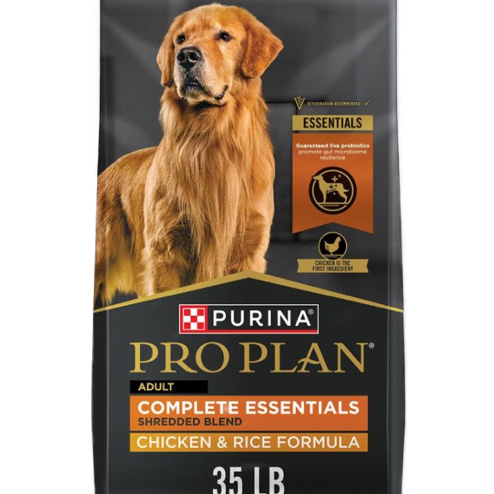 Purina Pro Plan, Adult Complete Essentials Shredded Blend Chicken & Rice with Probiotics Dry Dog Food