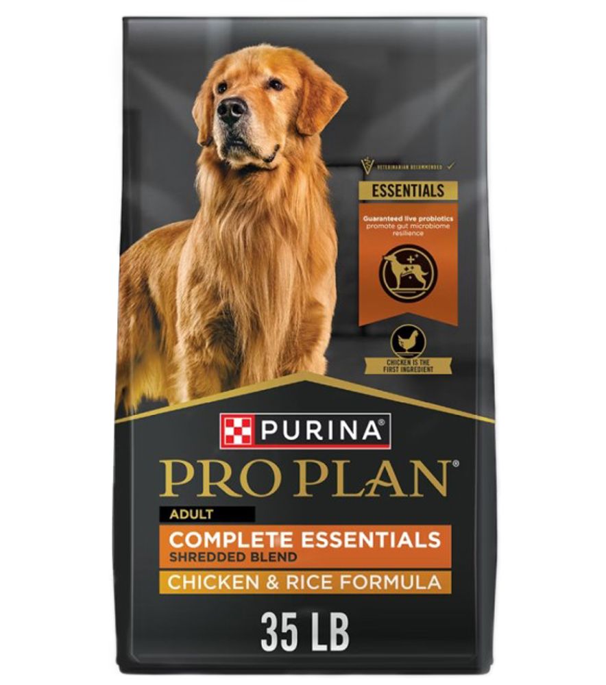 Purina Pro Plan, Adult Complete Essentials Shredded Blend Chicken & Rice with Probiotics Dry Dog Food