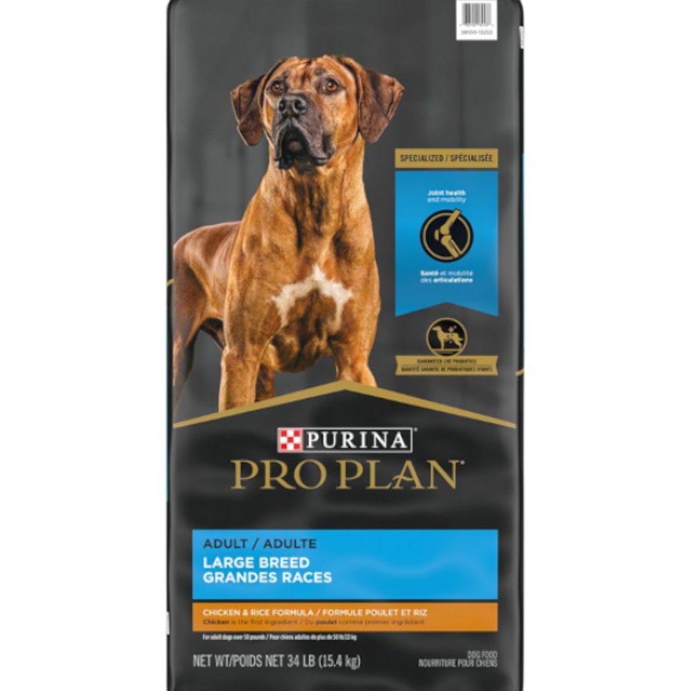 Purina Pro Plan, High Protein, Digestive Health Large Breed Dry Dog Food, Chicken & Rice Formula, 34 lb