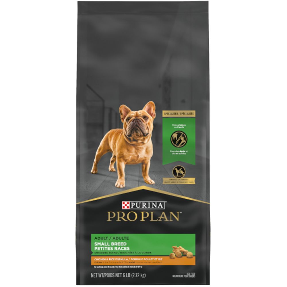 Purina Pro Plan, Small Breed Shredded Blend Chicken & Rice Dog Food with Probiotics, 6 lb