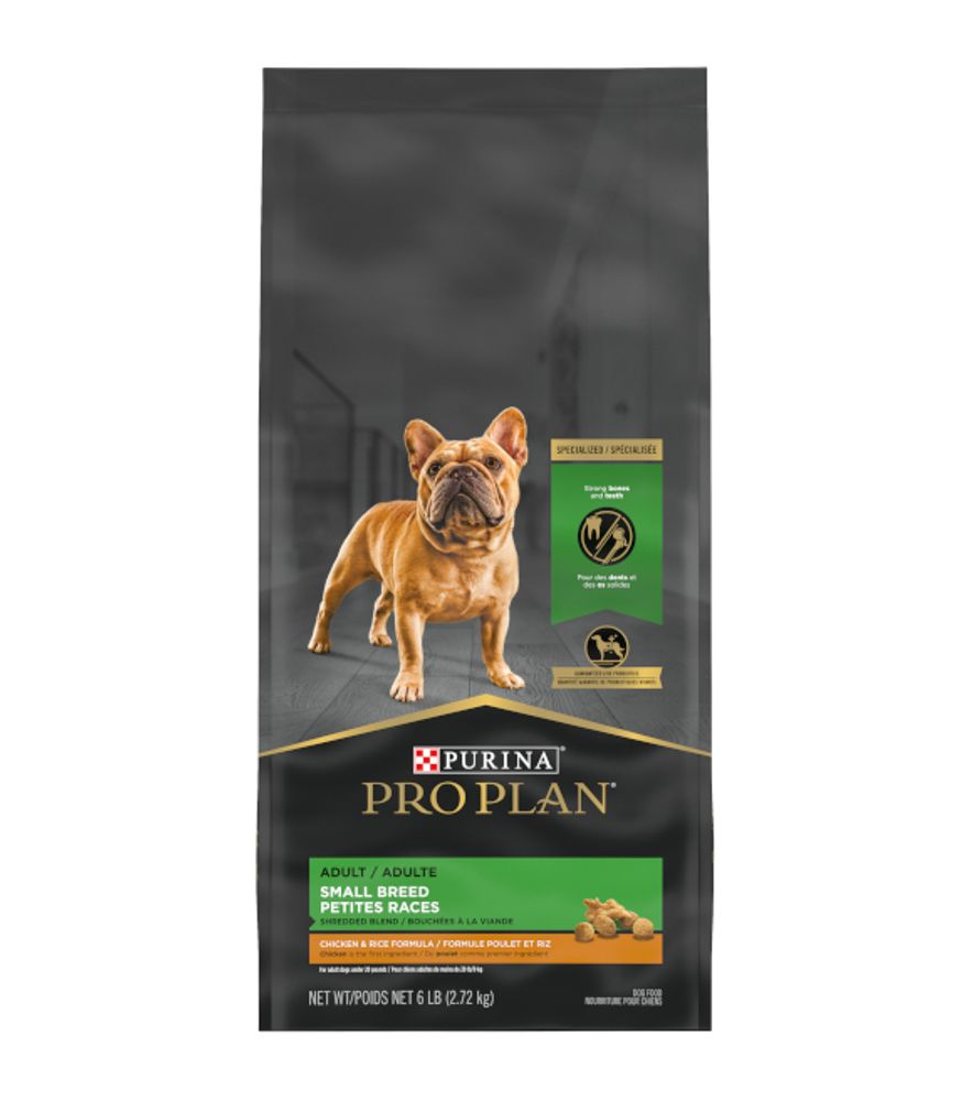 Purina Pro Plan, Small Breed Shredded Blend Chicken & Rice Dog Food with Probiotics, 6 lb