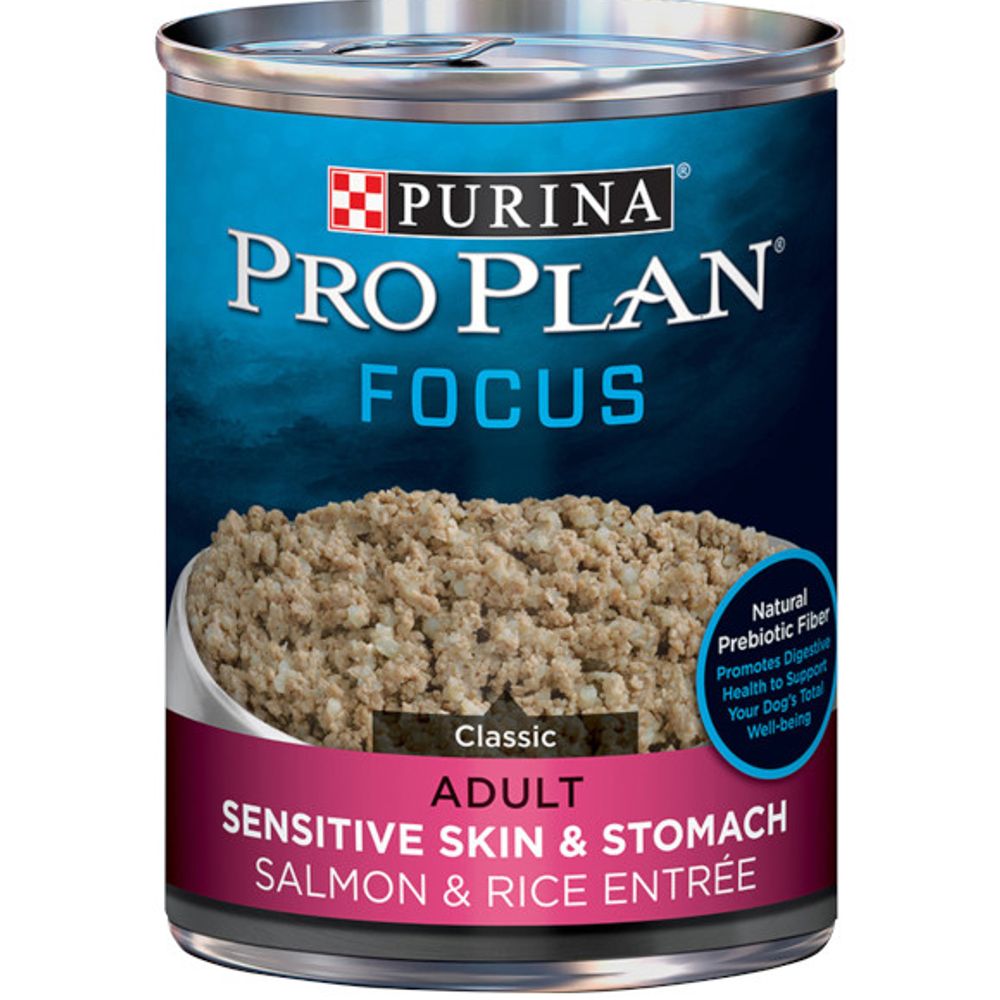 Purina Pro Plan, Sensitive Stomach Pate Wet Dog Food; FOCUS Sensitive Skin & Stomach Salmon & Rice, 13 oz