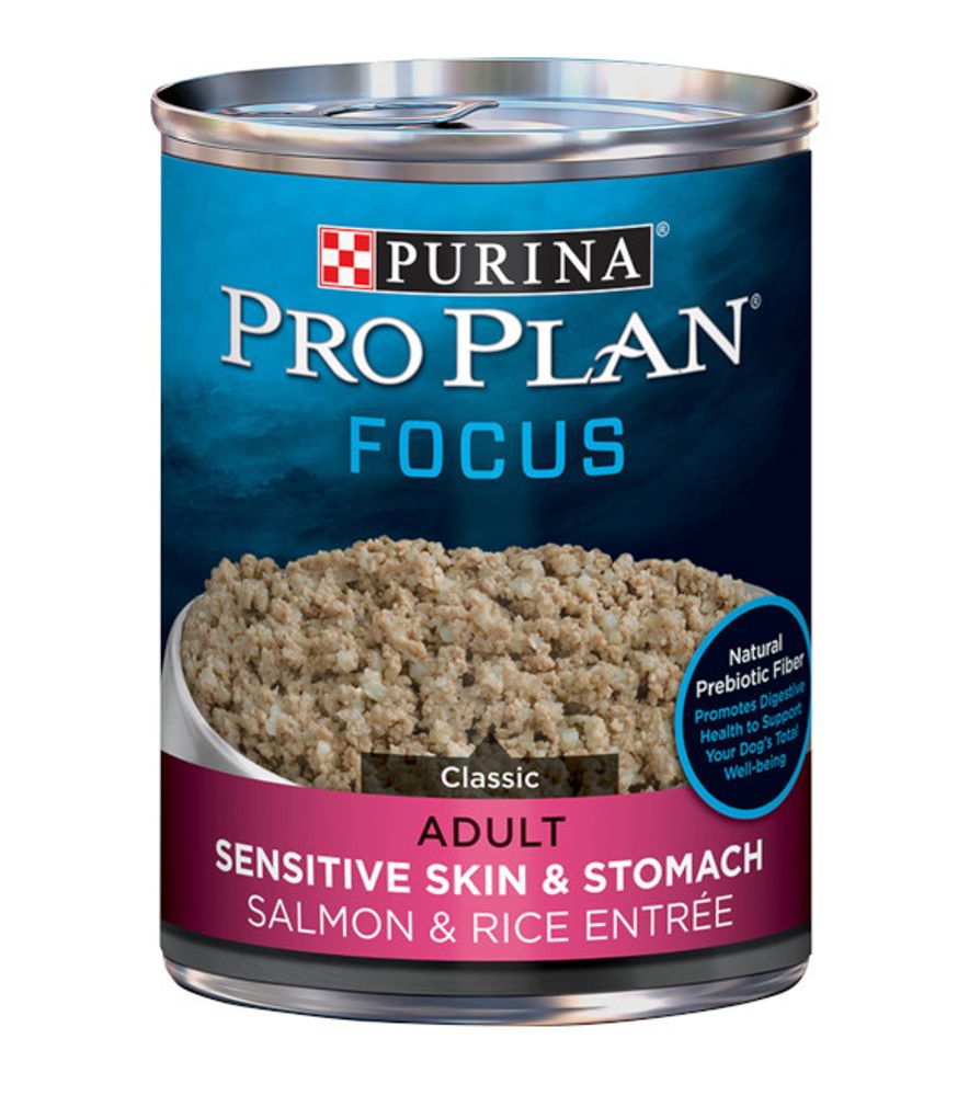 Purina Pro Plan, Sensitive Stomach Pate Wet Dog Food; FOCUS Sensitive Skin & Stomach Salmon & Rice, 13 oz
