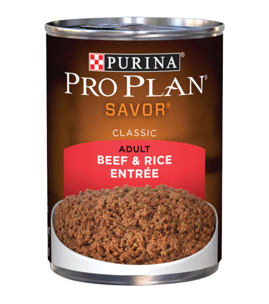 Purina Pro Plan, Complete Essentials Adult Beef & Rice Entrée Classic Wet Dog Food, 13 oz