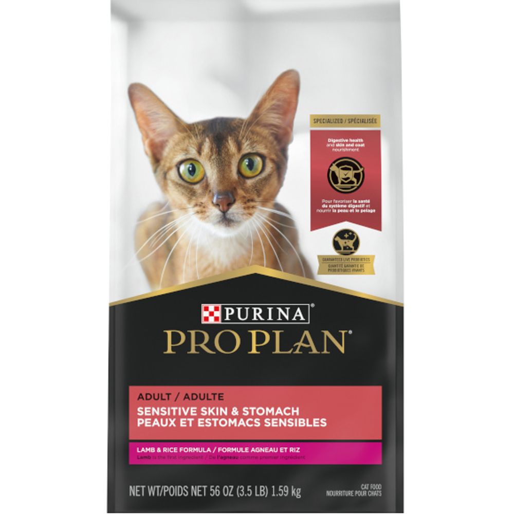 Purina Pro Plan High Protein Sensitive Skin & Stomach Dry Cat Food, Lamb & Rice Formula