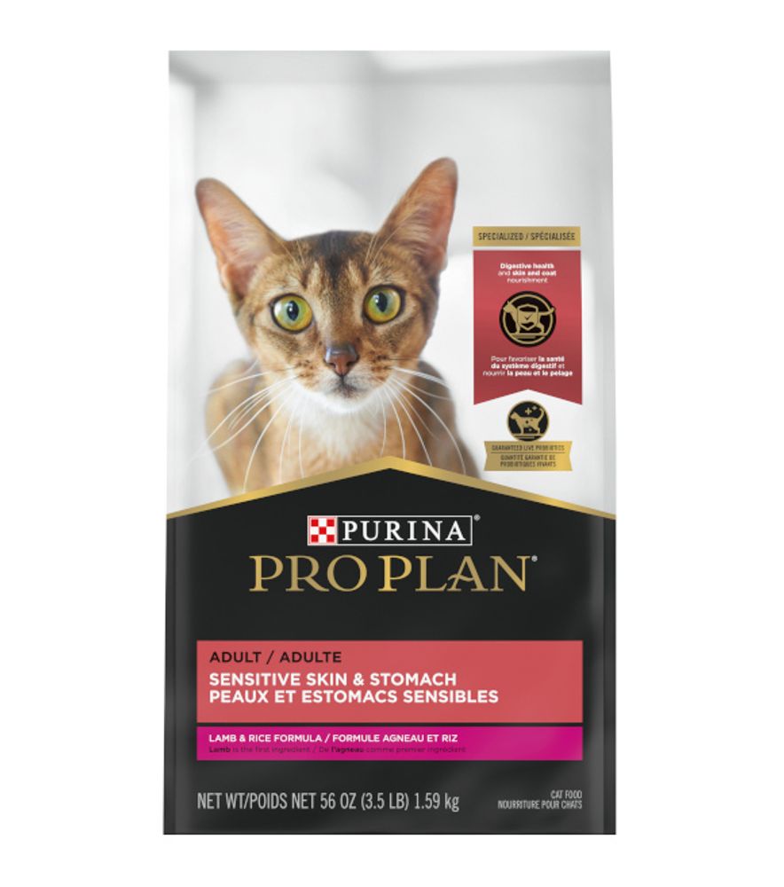 Purina Pro Plan High Protein Sensitive Skin & Stomach Dry Cat Food, Lamb & Rice Formula