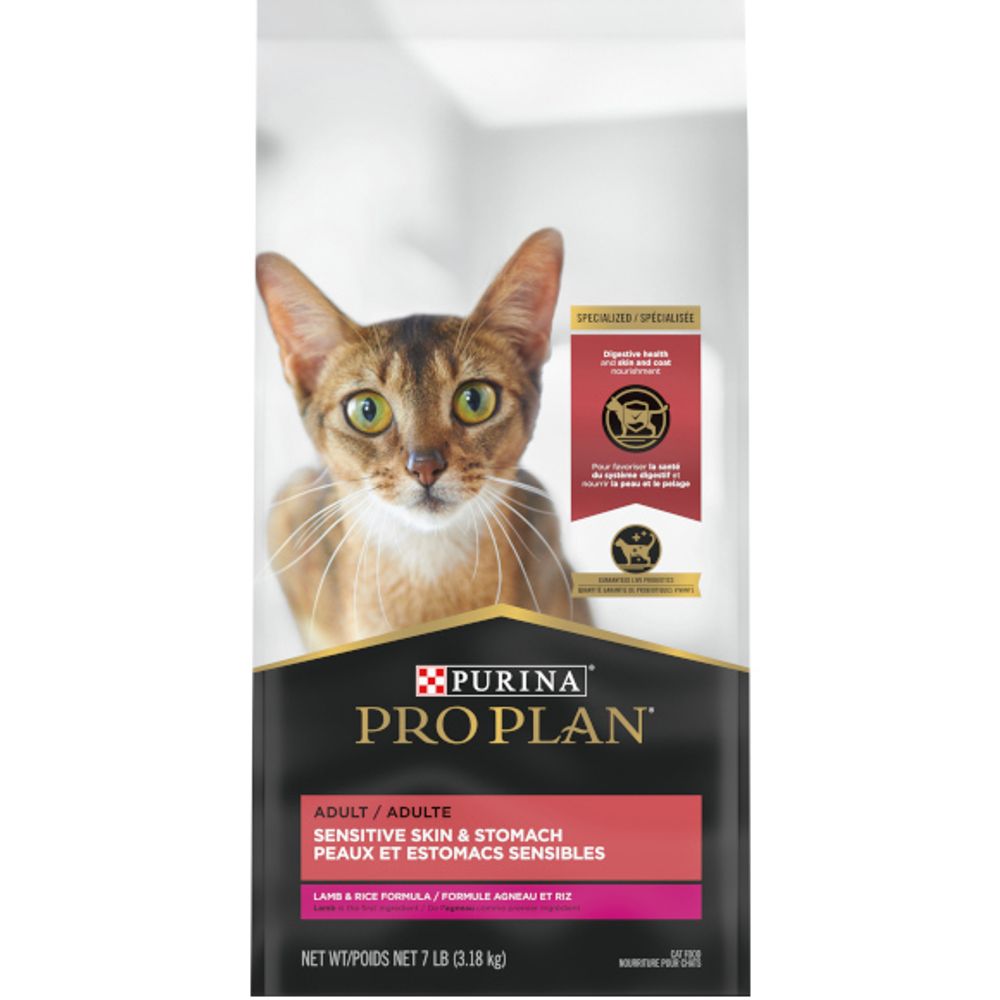 Purina Pro Plan High Protein Sensitive Skin & Stomach Dry Cat Food, Lamb & Rice Formula