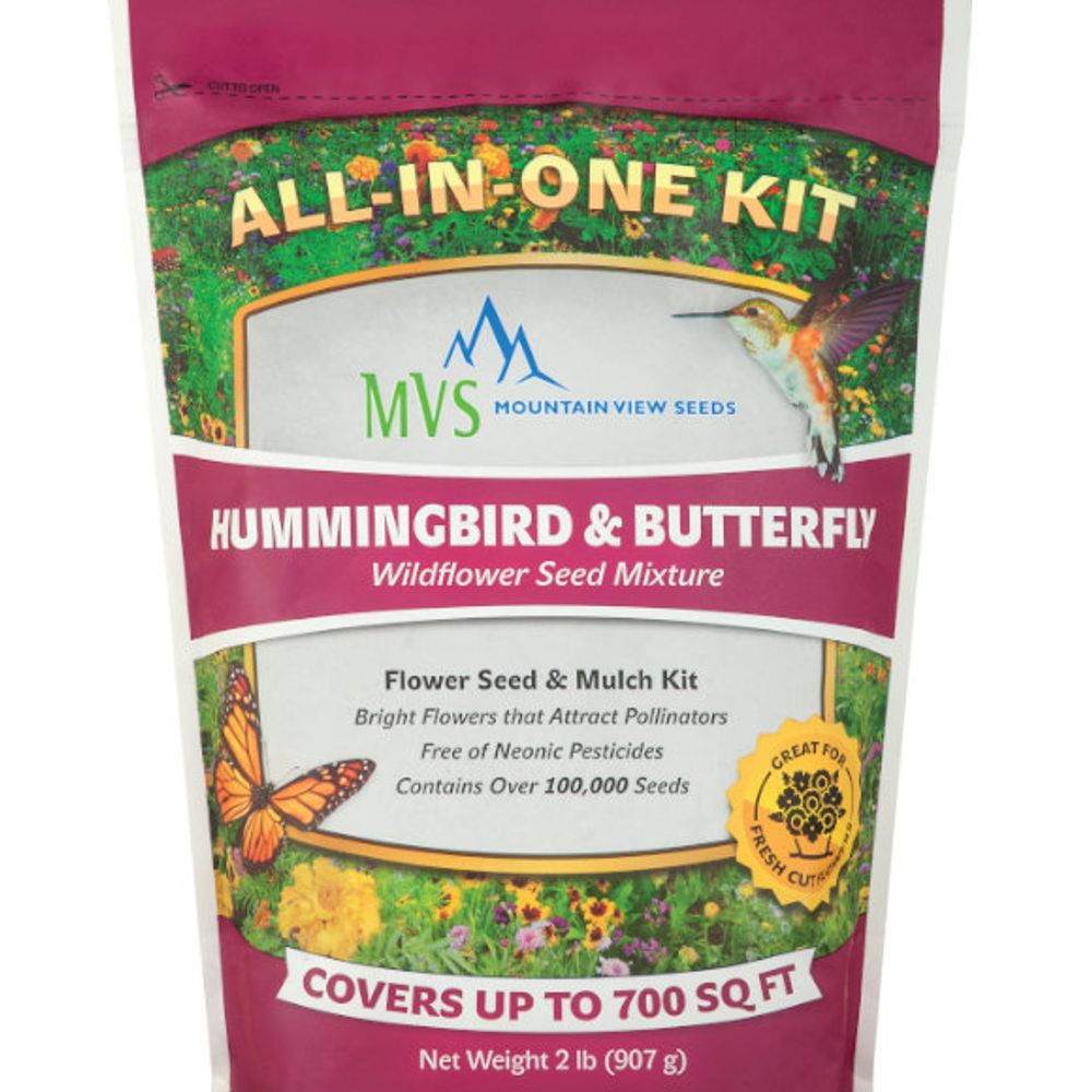 Mountain View Seeds, Butterfly & Hummingbird Wildflower Seed Mix, 2 lb