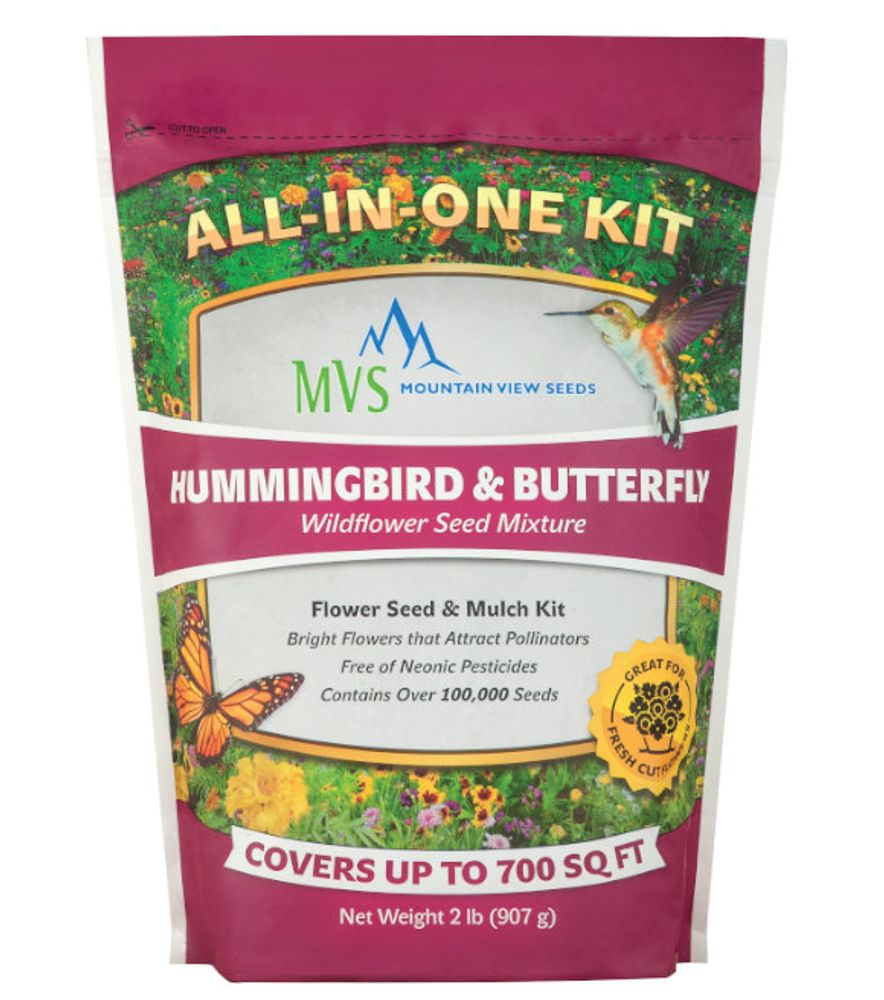 Mountain View Seeds, Butterfly & Hummingbird Wildflower Seed Mix, 2 lb