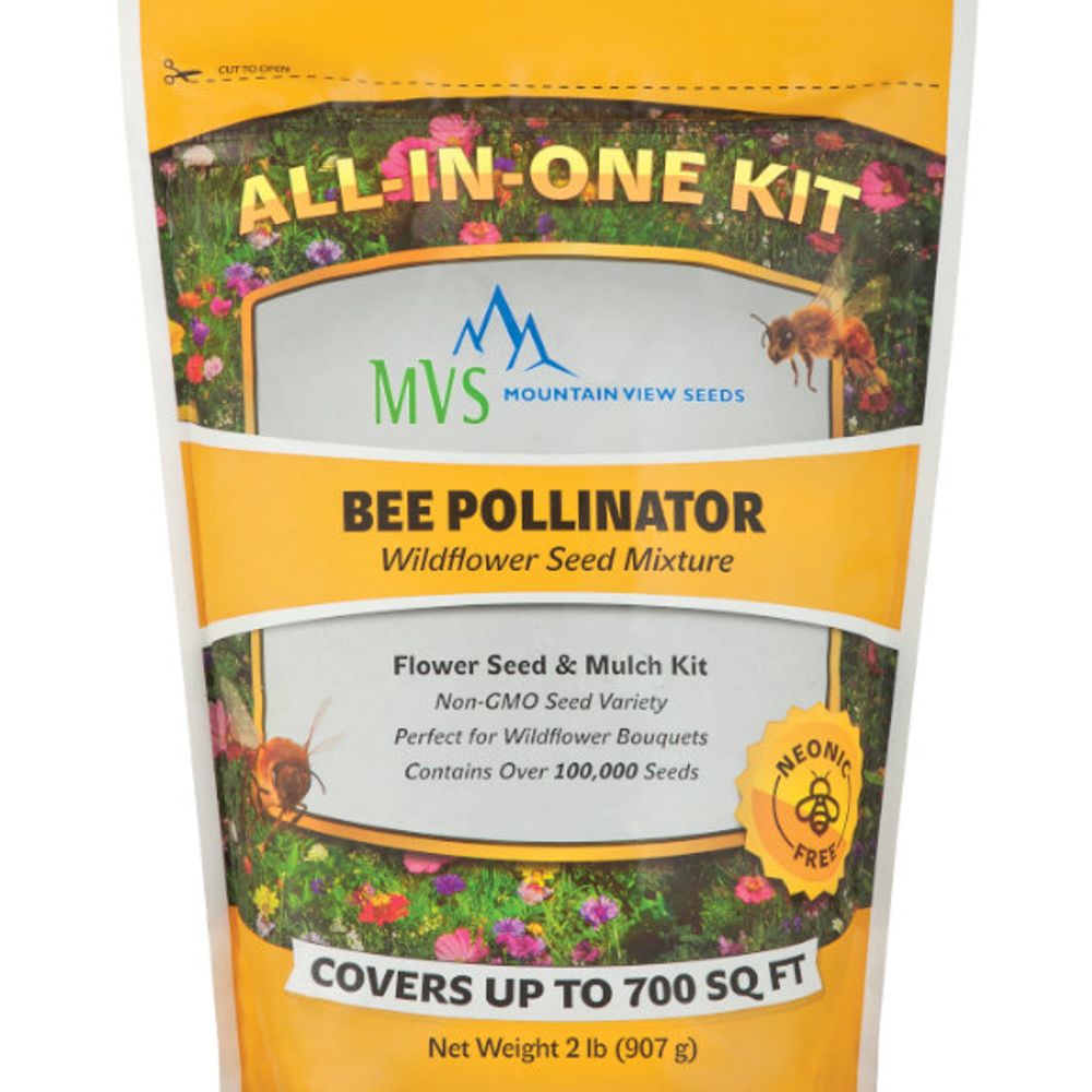 Mountain View Seeds, Bee Pollinator Wildflower Seed Mix, 2 lb