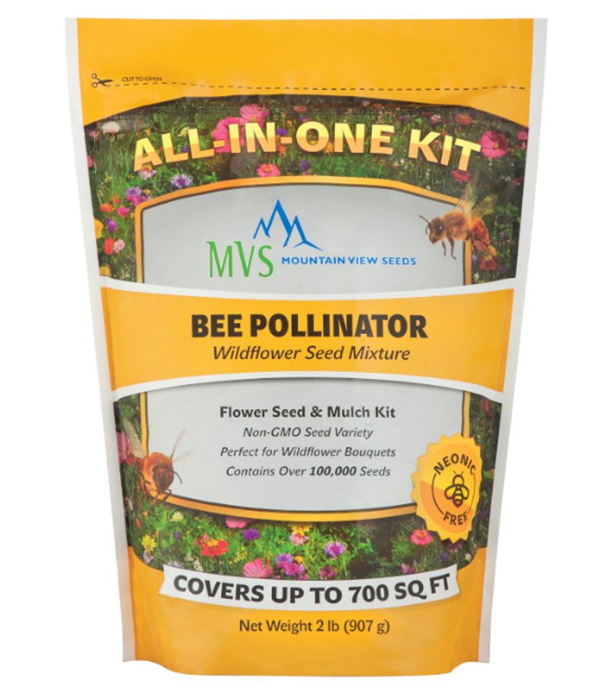 Mountain View Seeds, Bee Pollinator Wildflower Seed Mix, 2 lb