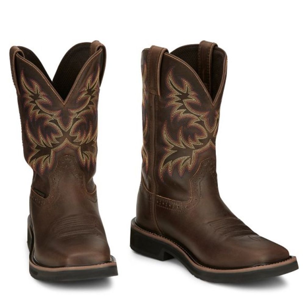Justin, Men's Brown 11" Driller Waterproof Boots, SE4689