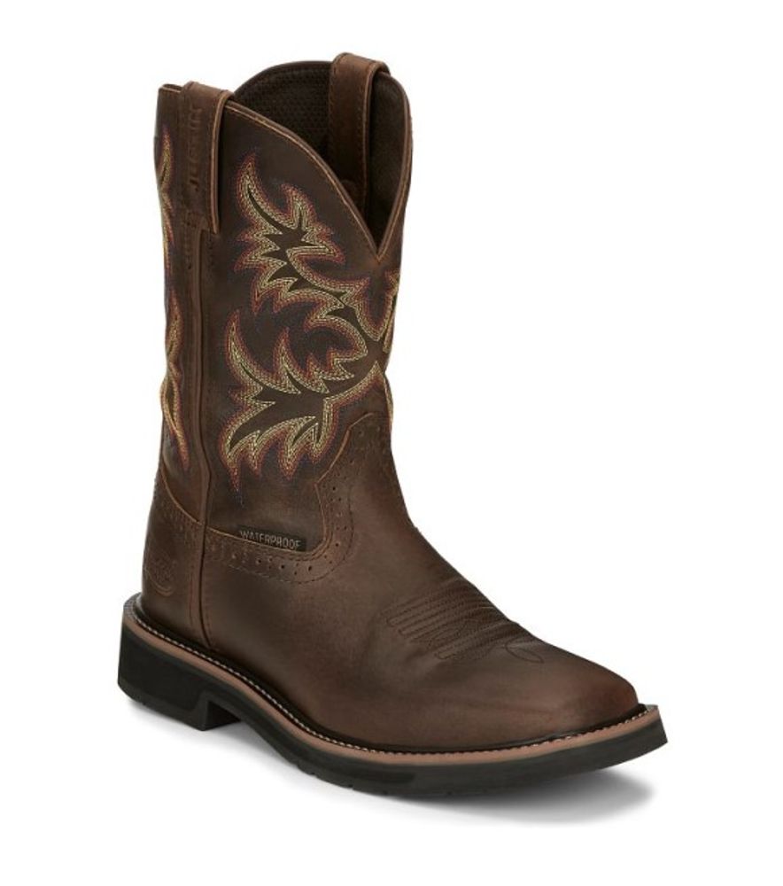 Justin, Men's Brown 11" Driller Waterproof Boots, SE4689