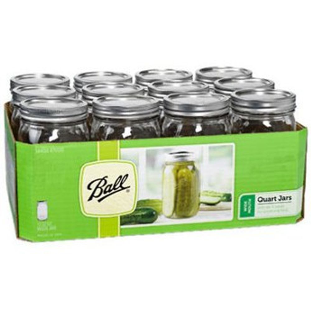 Ball, 1 Qt Wide-Mouth Canning Jars with Rings and Lids, 12 pk