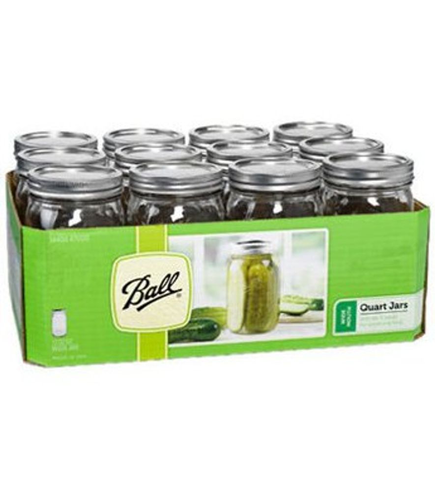 Ball, 1 Qt Wide-Mouth Canning Jars with Rings and Lids, 12 pk