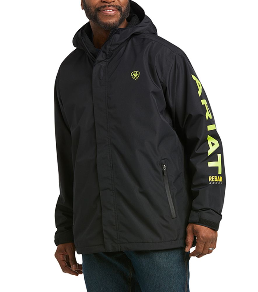 Ariat, Men's Rebar Black/Lime Stormshell Logo Waterproof Jacket, 10037607