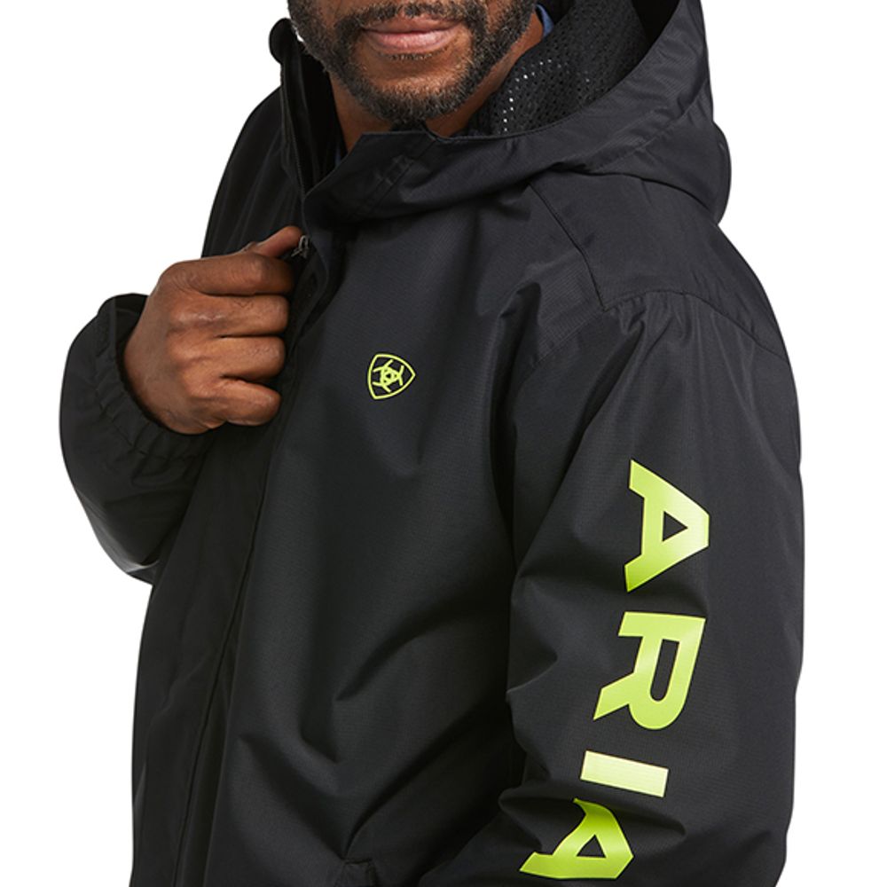 Ariat, Men's Rebar Black/Lime Stormshell Logo Waterproof Jacket, 10037607