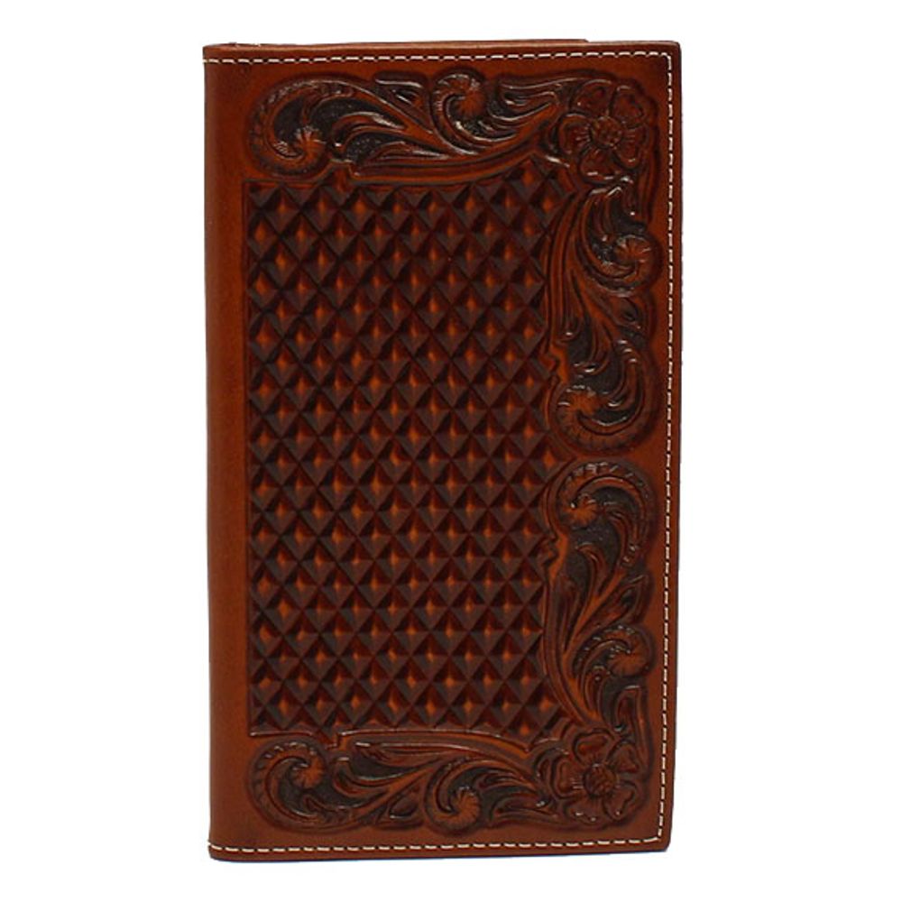 Ariat Men's Rodeo Basket Weaved Floral Embossed Wallet, A3544208
