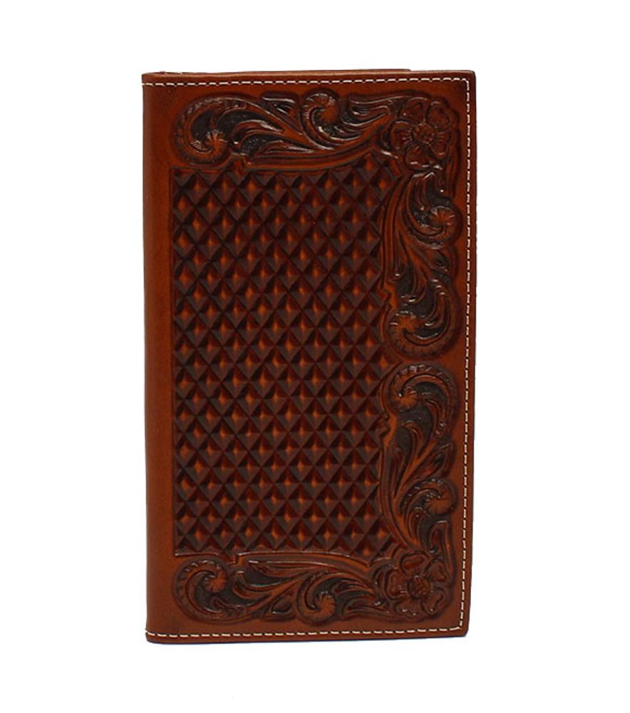 Ariat Men's Rodeo Basket Weaved Floral Embossed Wallet, A3544208