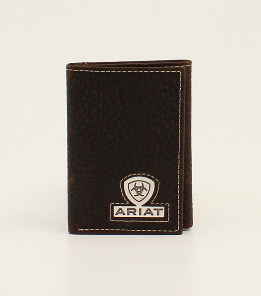Ariat Men's Trifold Logo Brown Leather Wallet, A35468282