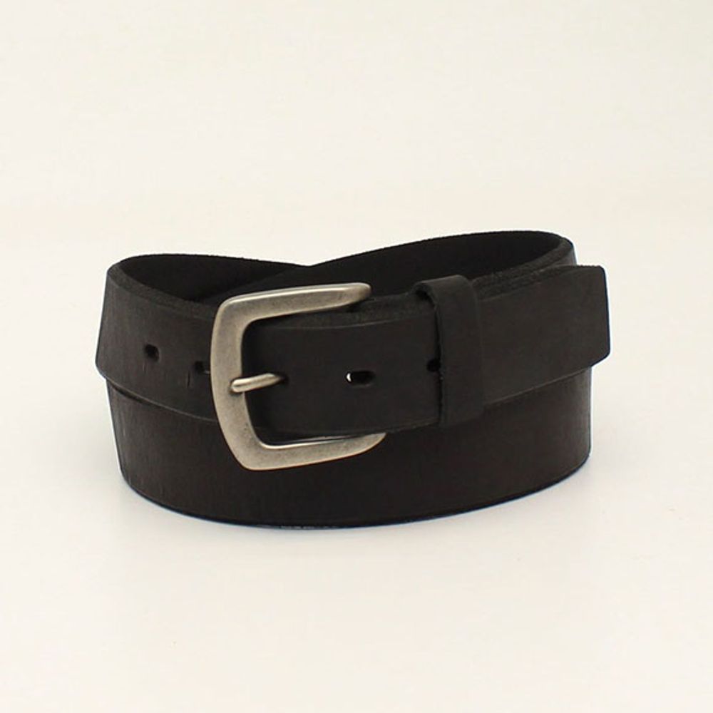 Ariat, Men's Beveled Edge Embossed Logo Black Leather Belt, A1037401