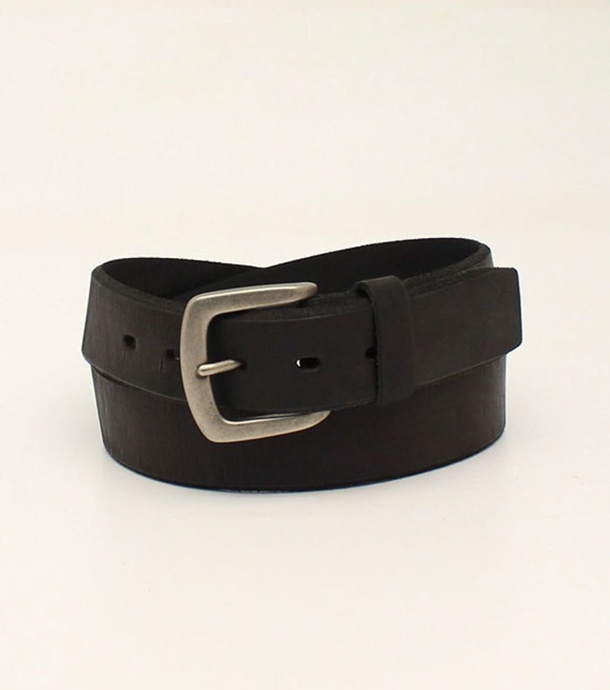 Ariat, Men's Beveled Edge Embossed Logo Black Leather Belt, A1037401