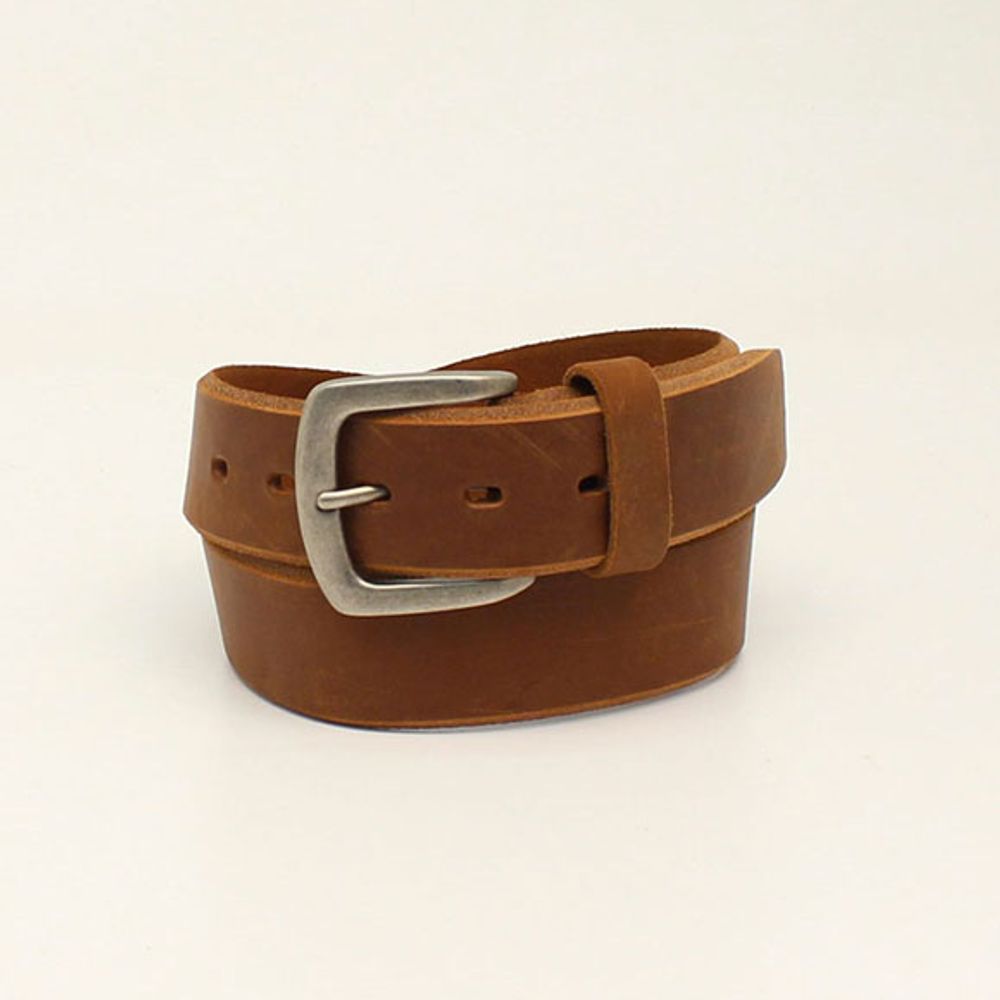Ariat, Men's Beveled Edge Embossed Logo Brown Leather Belt, A1037444