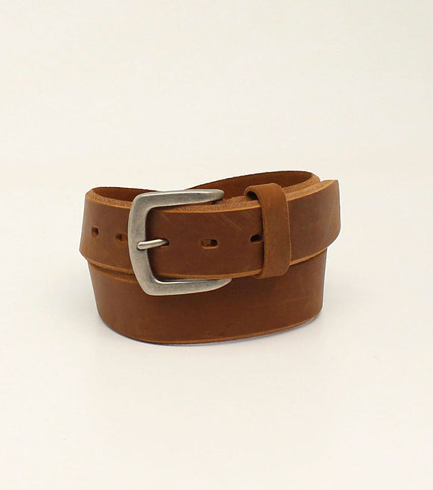Ariat, Men's Beveled Edge Embossed Logo Brown Leather Belt, A1037444