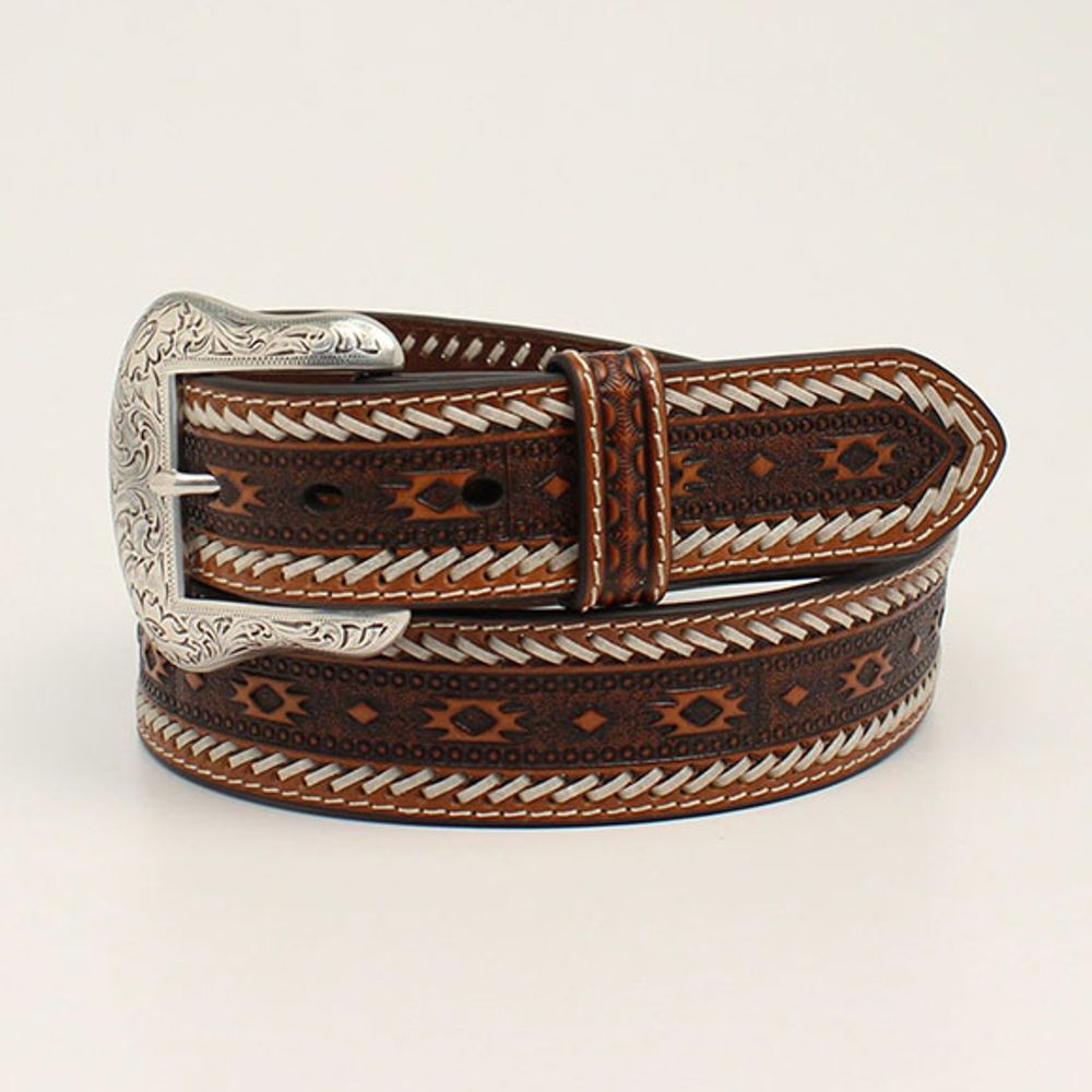 Ariat Men's Brown Southwest Whipstitch Western Belt, A1037708