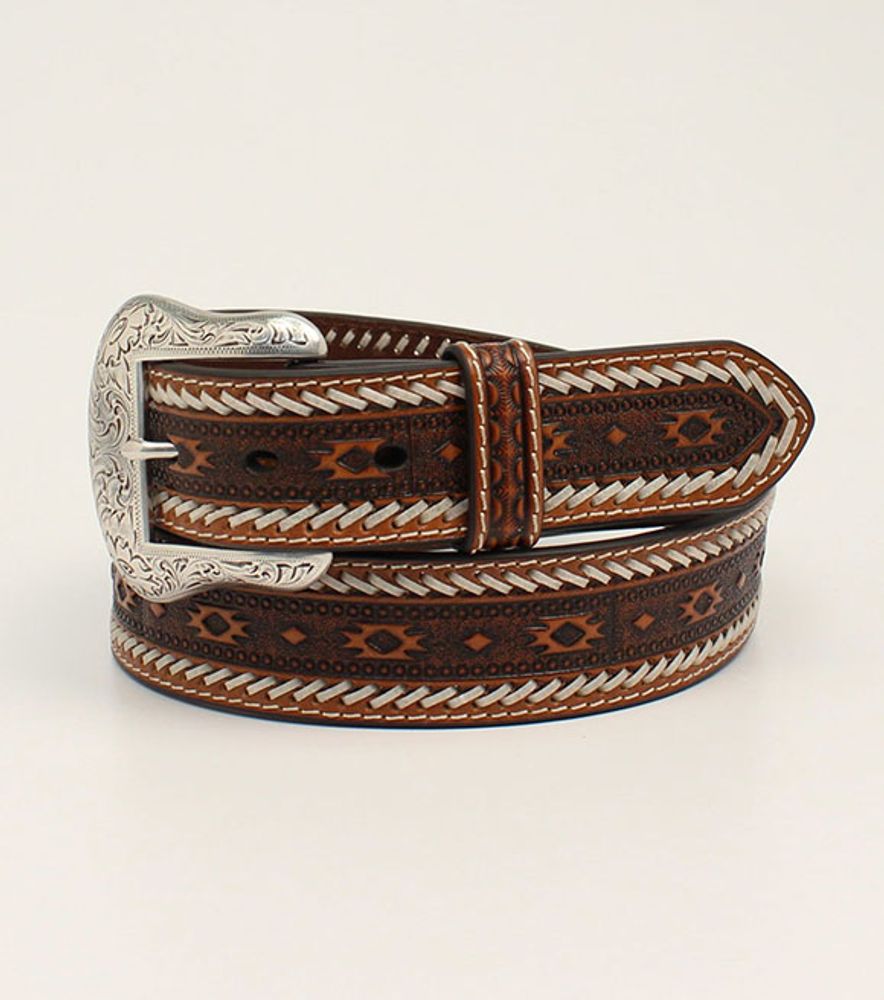 Ariat Men's Brown Southwest Whipstitch Western Belt, A1037708