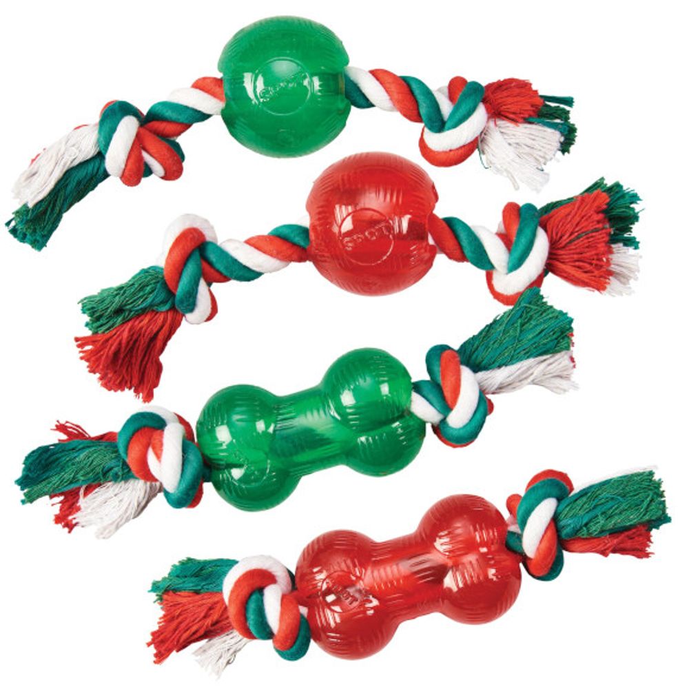 Spot Holiday Play Strong Ball/Bone with Rope - Assorted