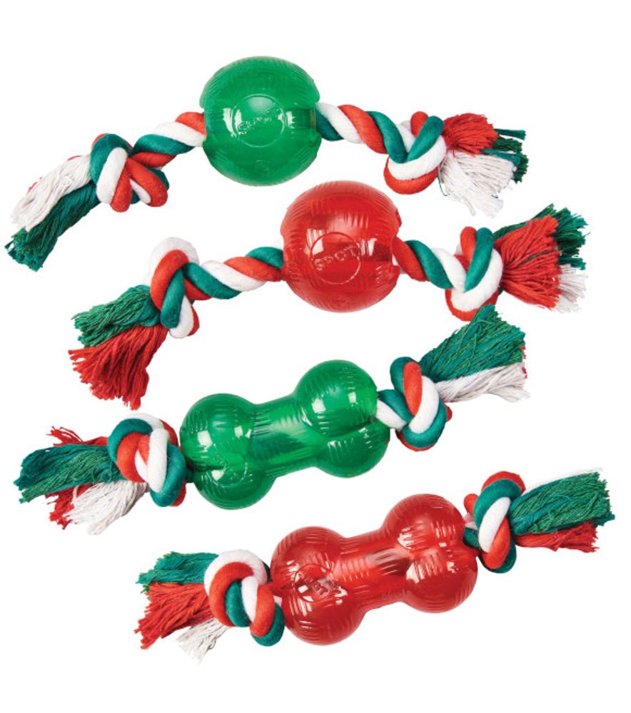 Spot Holiday Play Strong Ball/Bone with Rope - Assorted