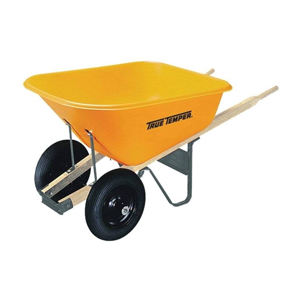 True Temper, Yellow Poly Wheelbarrow, 8 cu. ft.