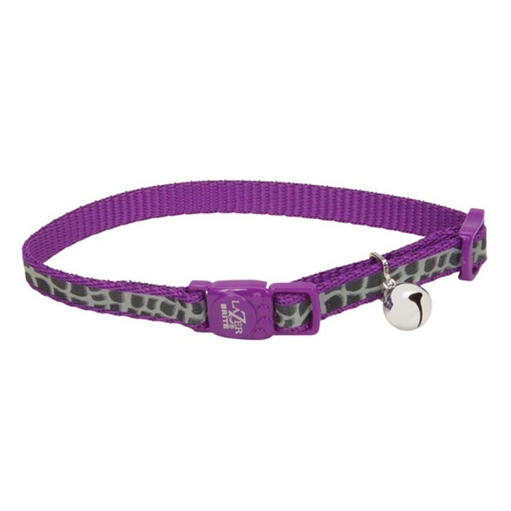 Coastal Pet Products Lazer Brite 8 to 12 in Adjustable Breakaway Collar -Purple Pattern
