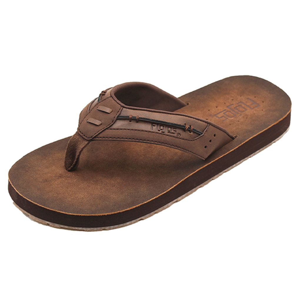 Flojos, Mens Faux Leather Trio Flip Flop Sandal