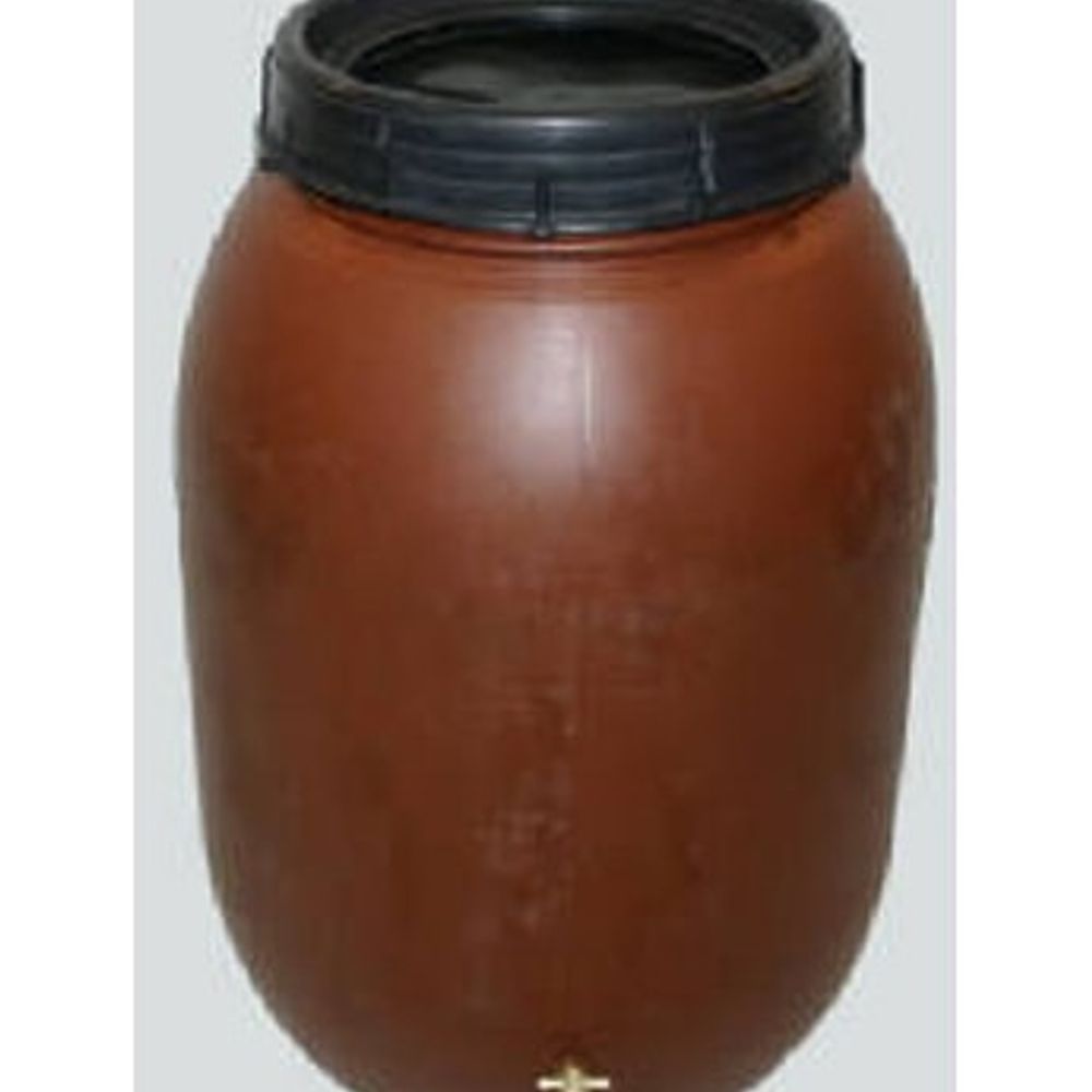 Used Red Poly Barrel with Spigot, 50 gal