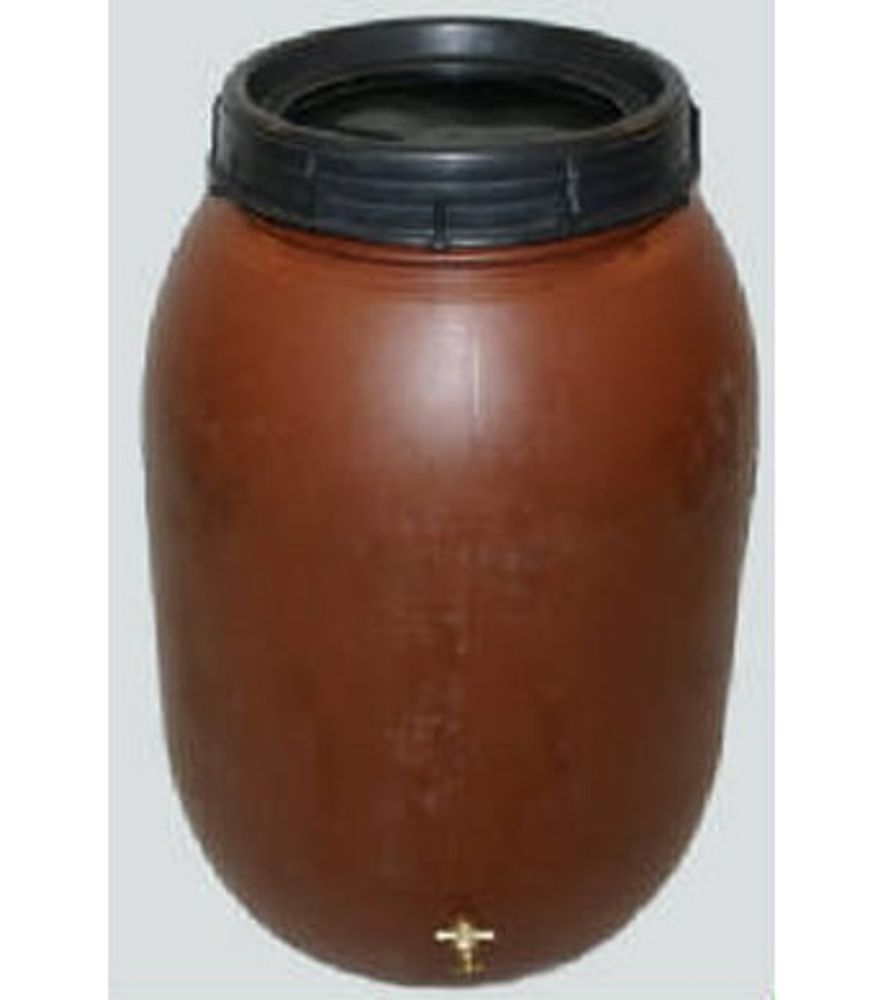 Used Red Poly Barrel with Spigot, 50 gal