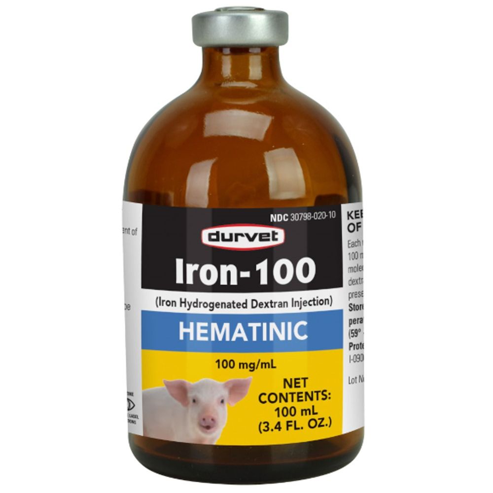 Durvet, Iron Hydrogenated Dextran Injection, 100 mL