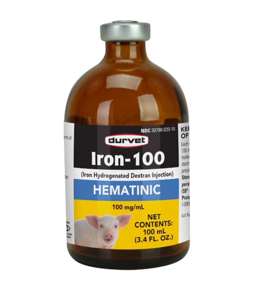 Durvet, Iron Hydrogenated Dextran Injection, 100 mL