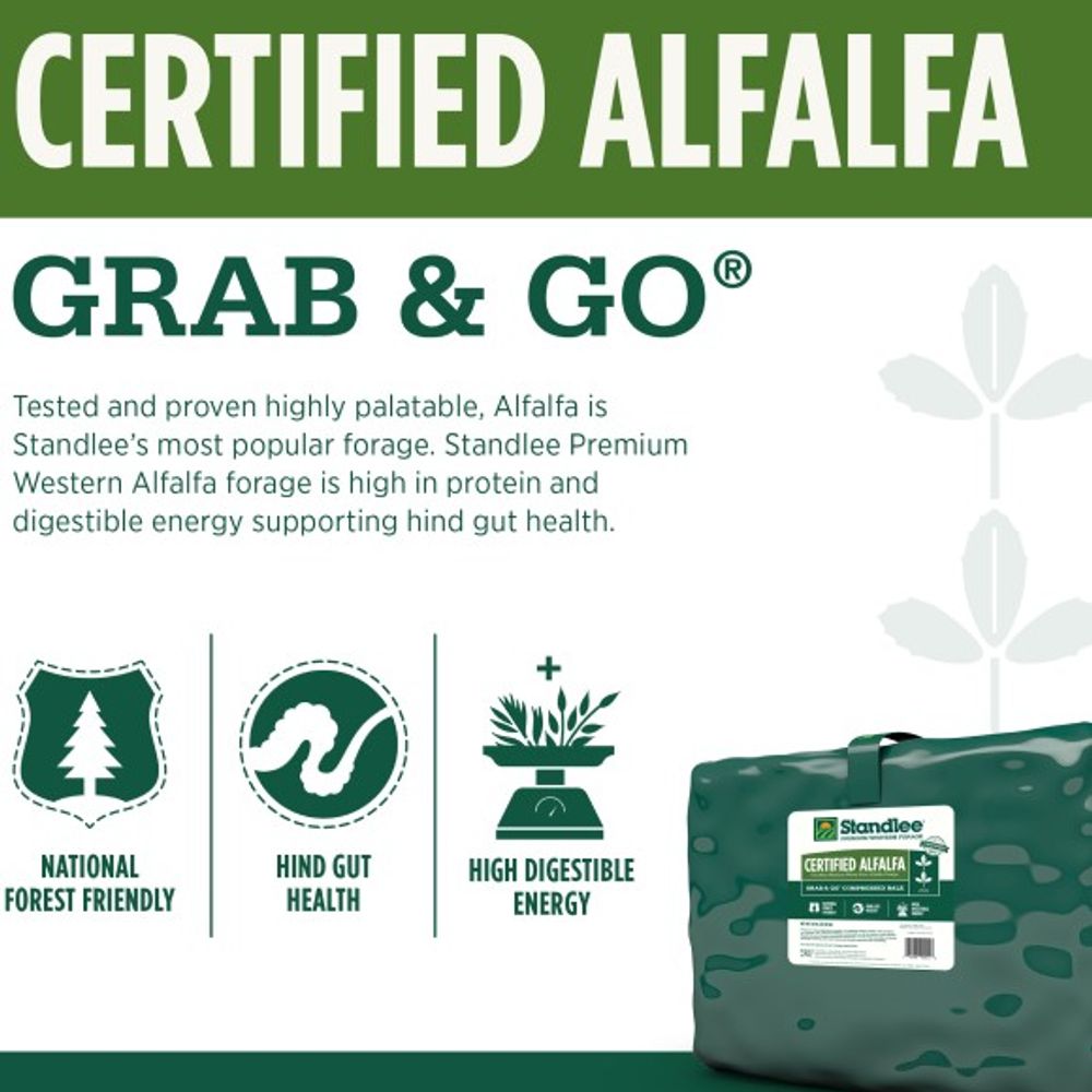 Standlee, Certified Alfalfa Grab & Go Compressed Bale, 50 lb