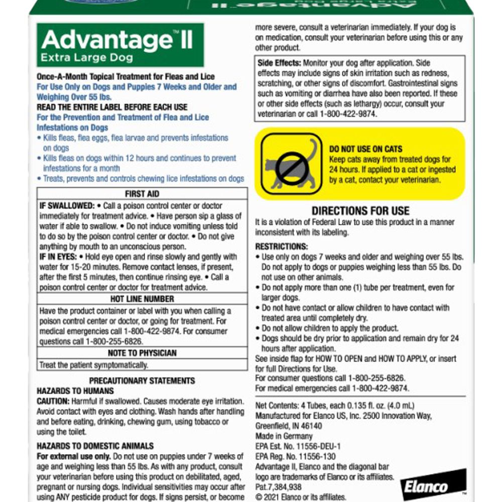 Advantage, II Extra Large Dog, 4 pack