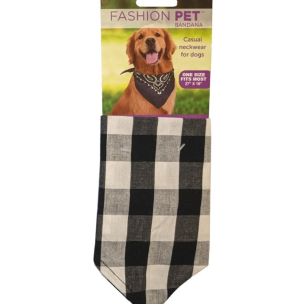 Fashion Pet Gray Buffalo Plaid Bandana