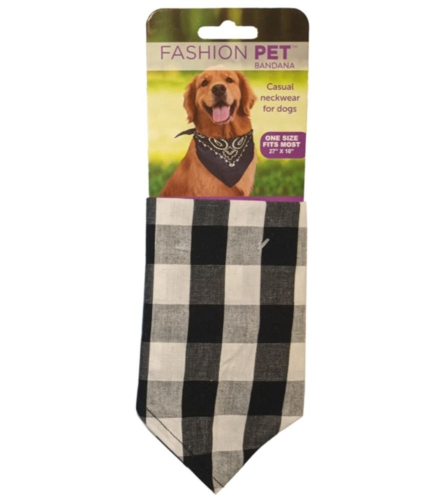 Fashion Pet Gray Buffalo Plaid Bandana