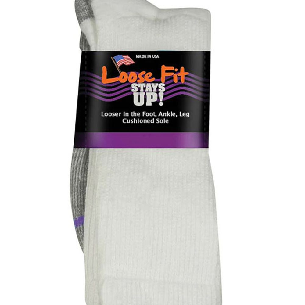 Extra Wide Loose Fit Stays Up Cotton Casual Crew socks, 781