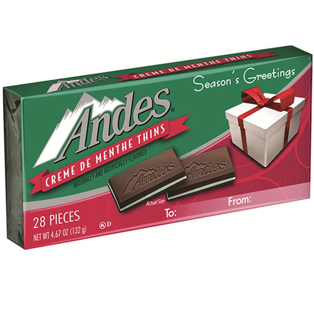 Andes, Creme De Menthe Thins Christmas Candy Card
