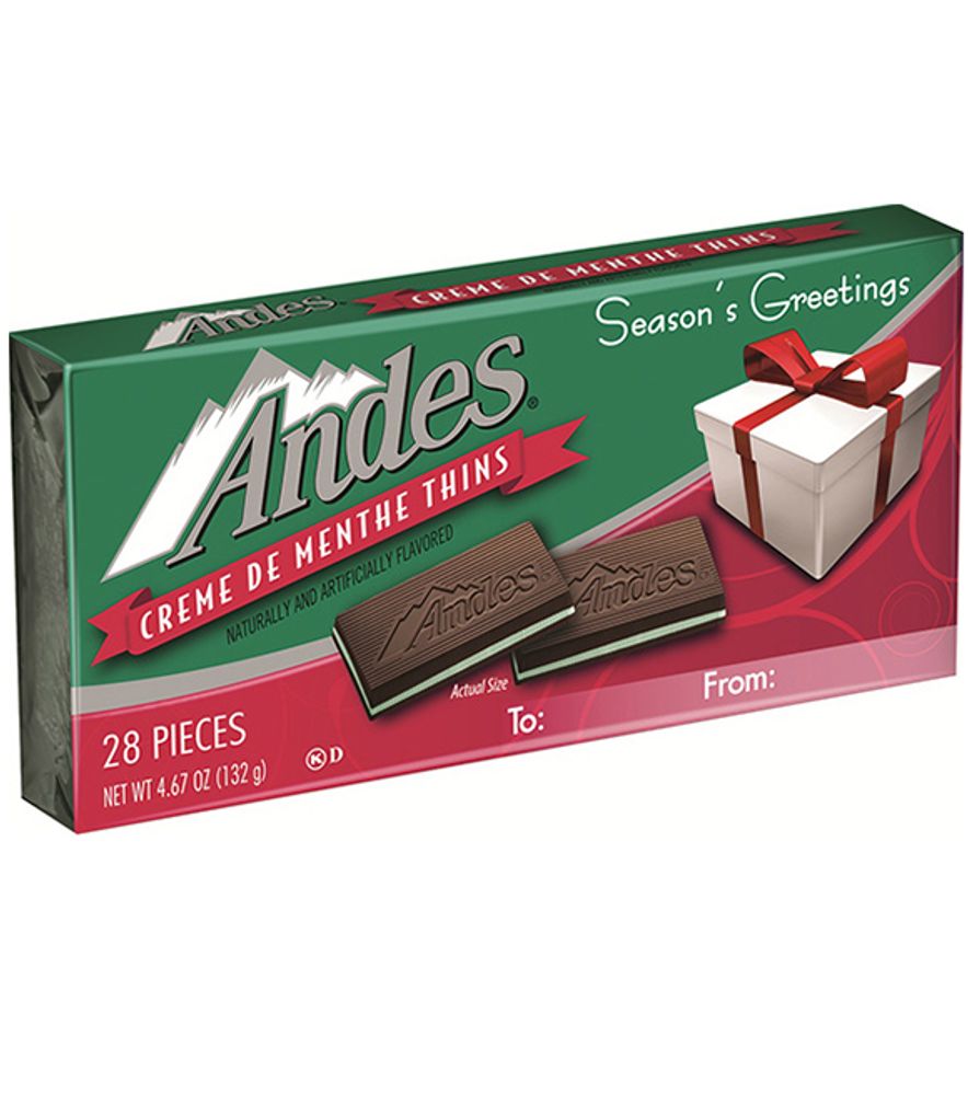 Andes, Creme De Menthe Thins Christmas Candy Card