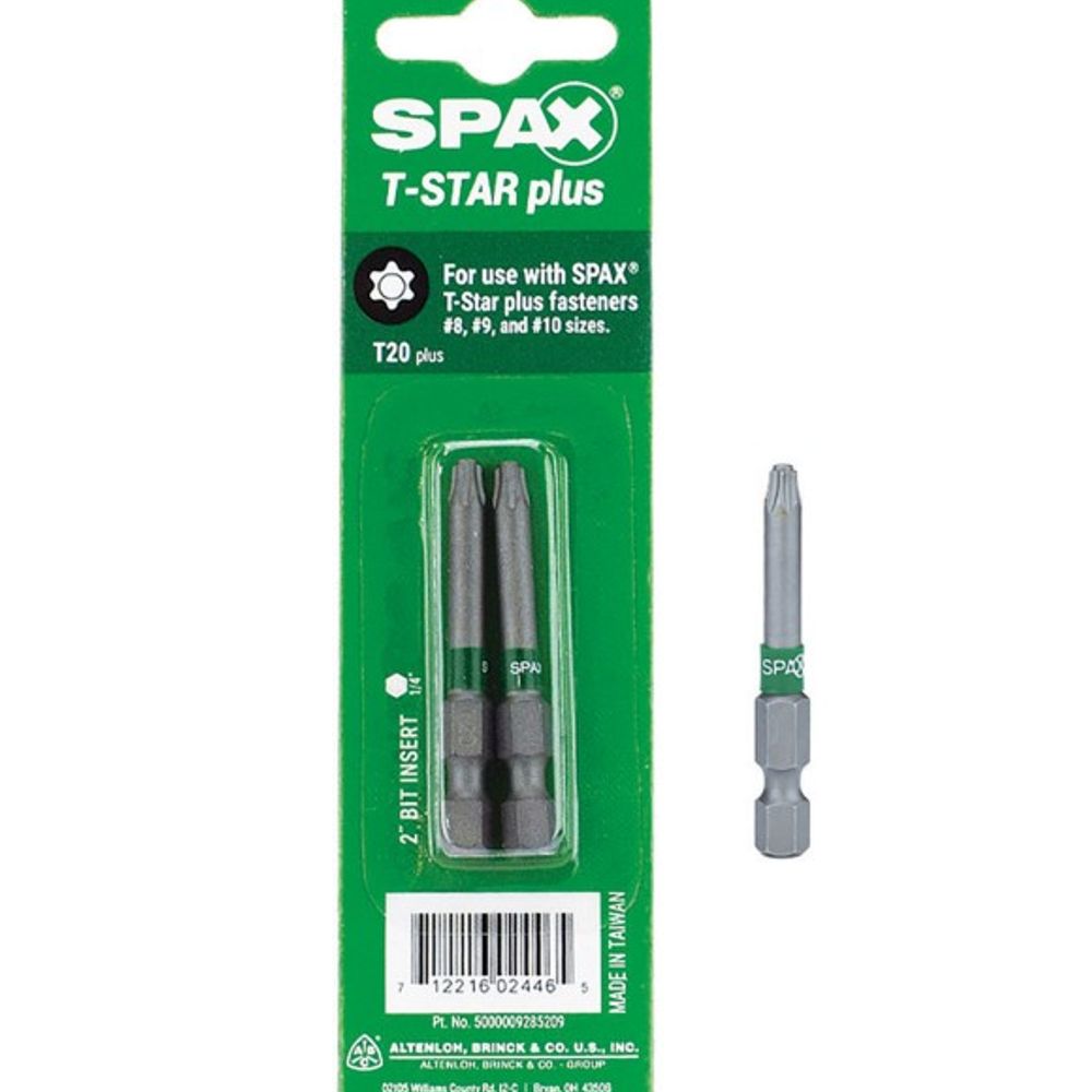 SPAX, T20 x 2" Driver Bit, 2 Pack